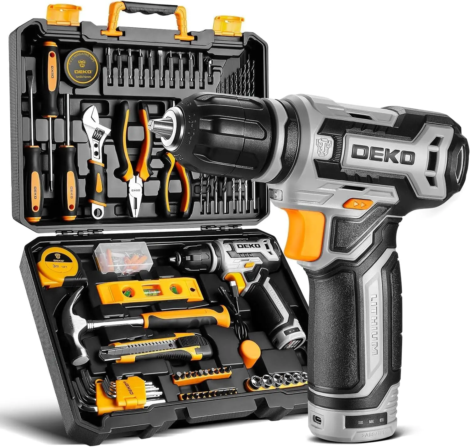 

12V Cordless Drill Tool Set Kit with Battery & Case, Power Drill Driver for Home Repair