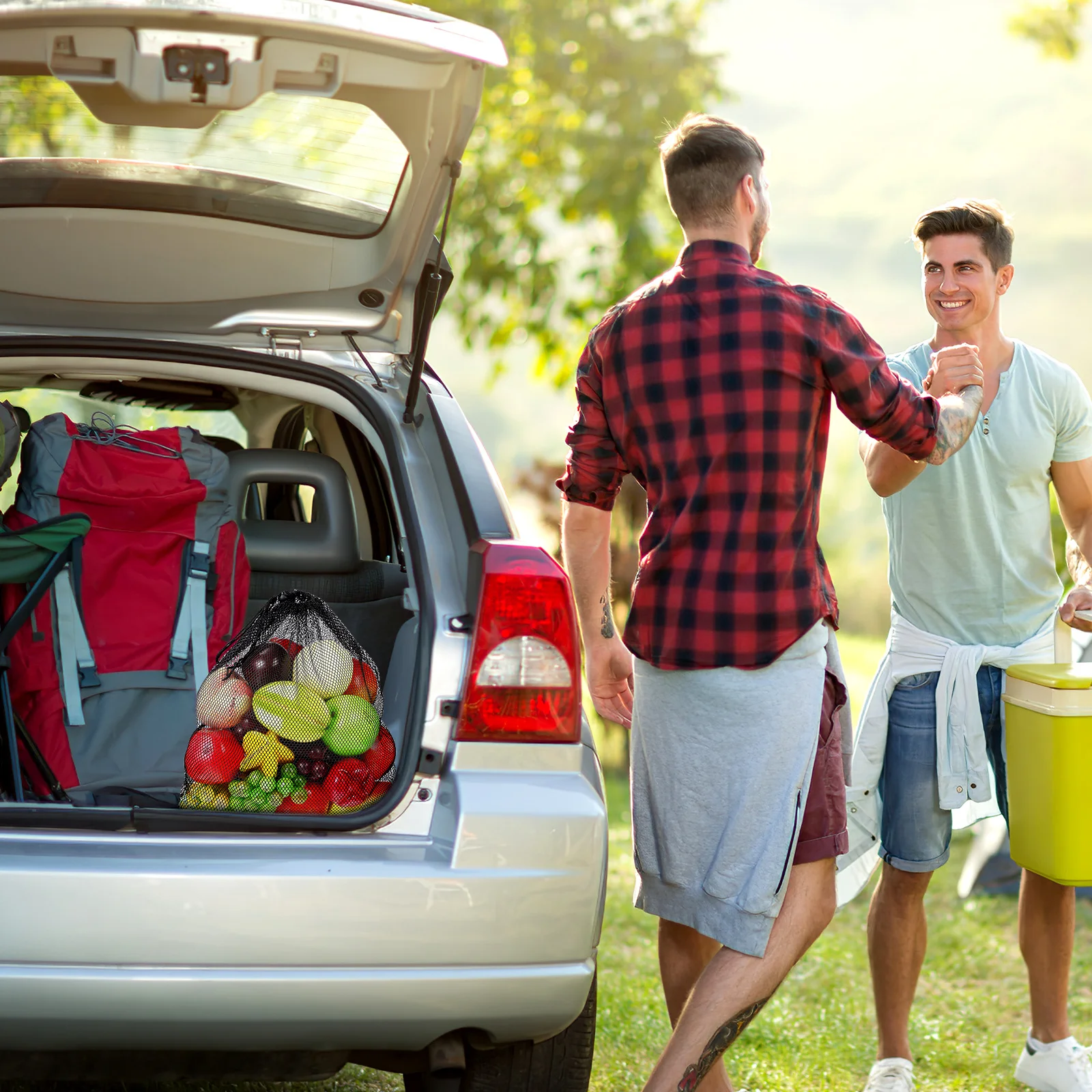 10 قطع من أكياس شبكية برباط من البوليستر أكياس تخزين شبكية للمعدات الرياضية وكرة السلة والسفر والغسيل والخضروات والفواكه وصالة الألعاب الرياضية #4