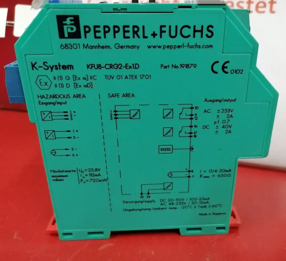 

In Stock NEW Pepperl+Fuchs KFU8-CRG2-EX1.D Safety Barrier