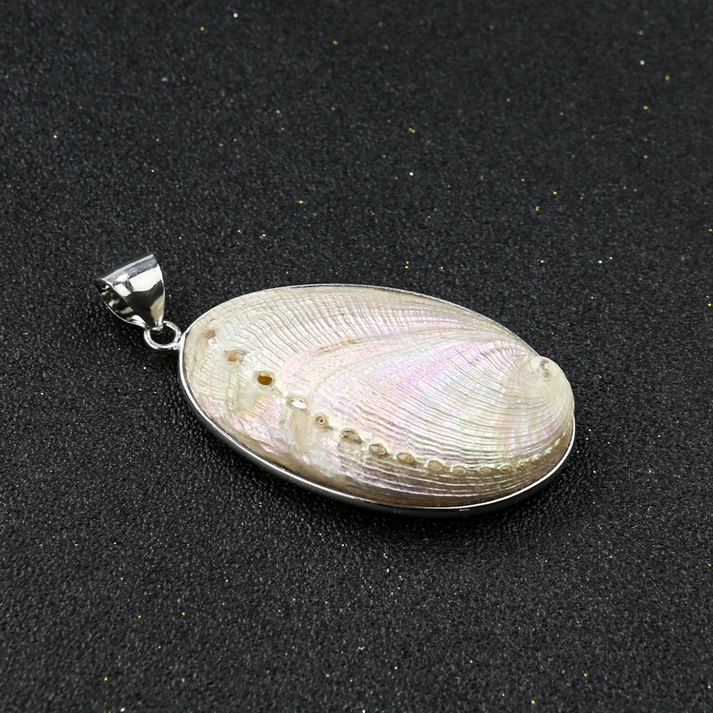 Natural White Abalone Sea Shell Pendant Polish Paua Gilding Oval Necklace Earrings Charms DIY Woman Girl Jewelry Finding Gift