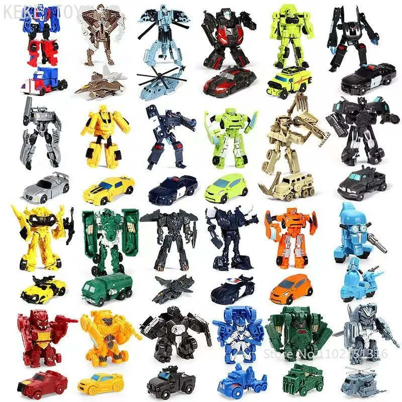 24Pcs Transformatie Mini Cars Kid Classic Robot Auto Speelgoed Actie & Toy Figures Plastic Vervorming Jongens Cadeaus Voor Kinderen