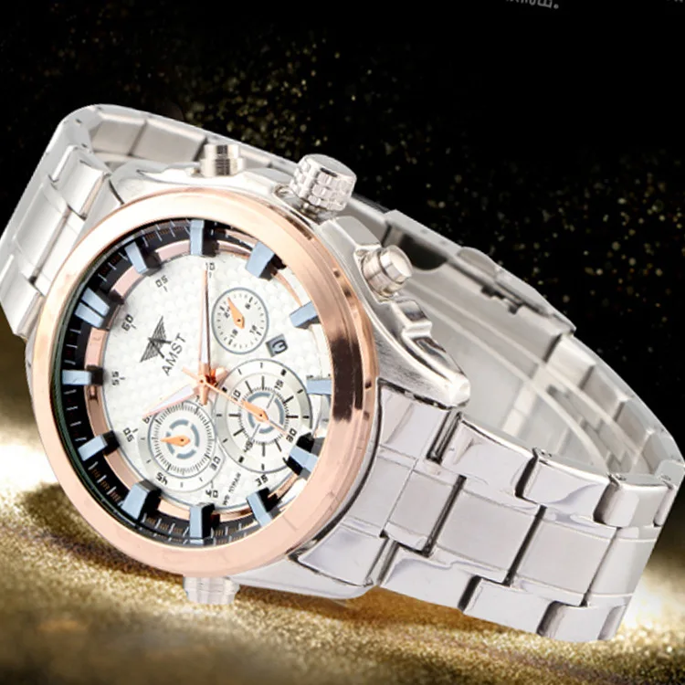 AMST* Hot Sale Steel Belt Multifunctional Men's Watch Casual Couple Quartz Watch Direct Women's Watch