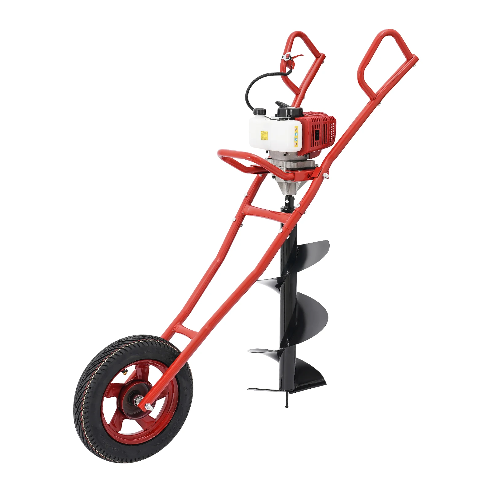 52CC 1.46KW Earth Drill with Wheel Auger Bit Portable for Fence Post Planting Excavation Projects