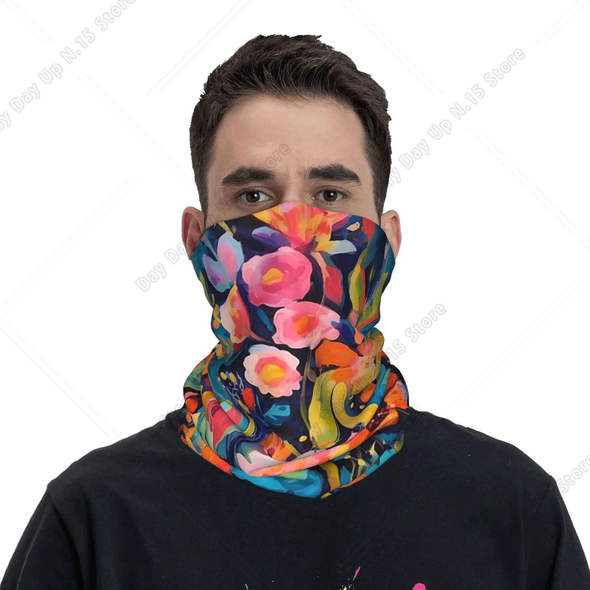 Oil Painting Beautiful garden flowers and butterflies Bandana Neck Cover Printed Wrap Scarf Warm Balaclava Outdoor Sports Unisex