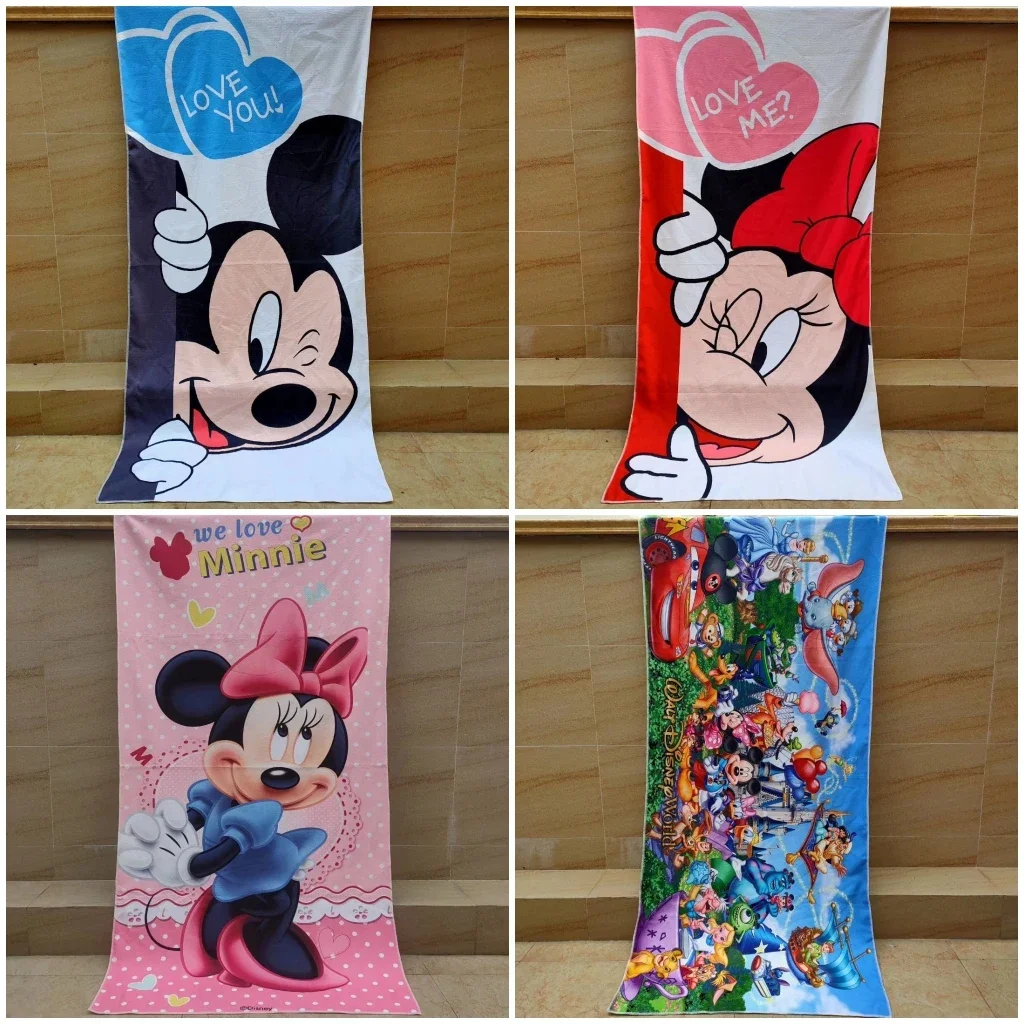 Cartoon Cute Mickey Minnie Mouse Baby Boy Girl Bath Towels 75X150cm Love Microfibre Home Wash Kids Adult Beach Swimming Towel