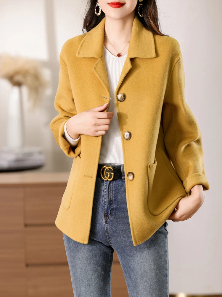 Double-Sided 100% Wool Overcoat Women's Short Loose 2024 Autumn and Winter New High-End Small Woolen Coat for Women Woolen Top