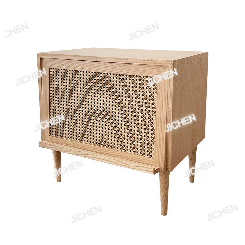 

Nordic rattan storage basket simple book locker small apartment household snack finishing storage cabinet