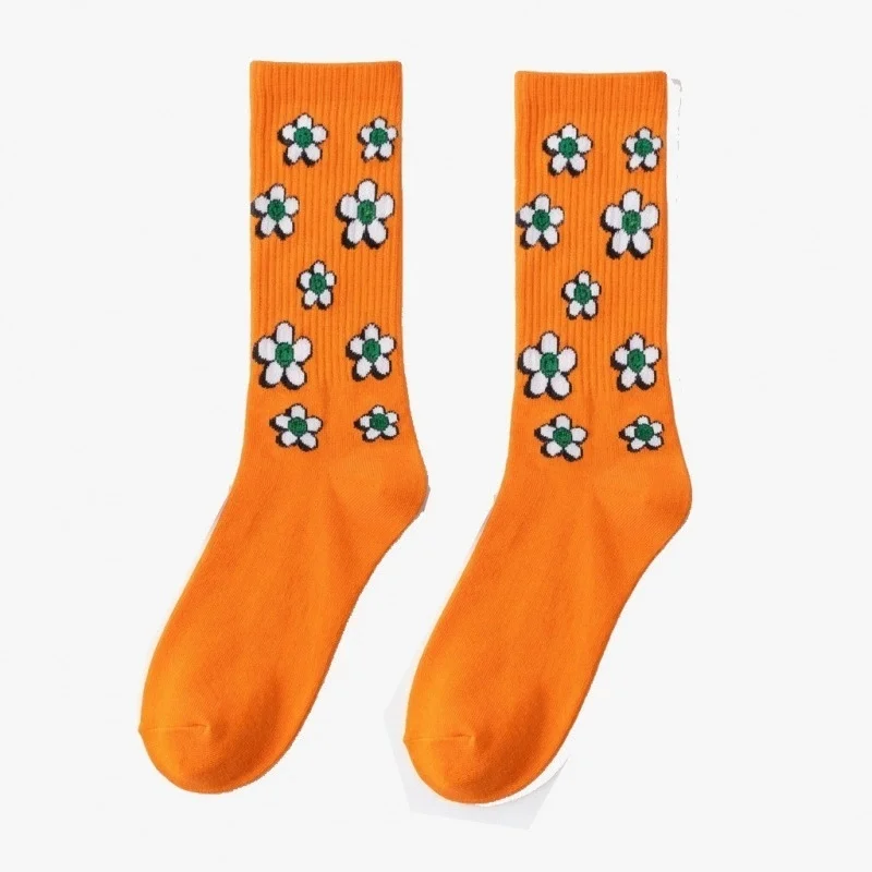 1/3/12/24 Pairs Unisex Crew Socks Men Women Stretch Ribbed Cartoon Heart Floow Duck Funny Pressure Skateboard Socks