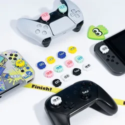 Yocore 4PCS Thumb Grip Caps for Switch/Lite/OLED/PS4/PS5/NSPRO Joystick Compatible with Splatoon Game Soft Silicone Octopus