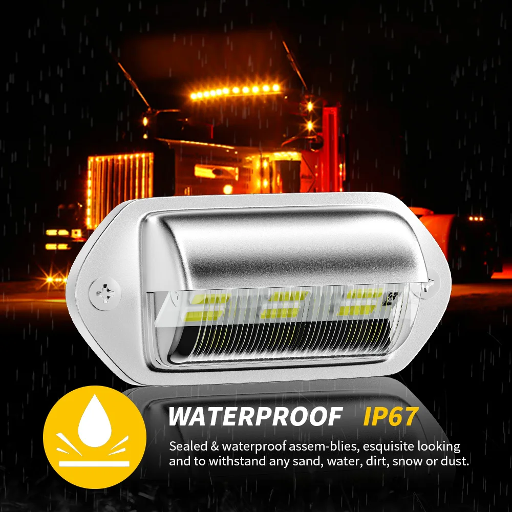 2pcs White LED License Plate Light 12V 24V DC Waterproof 6-SMD License Plate Lamp Taillight For Truck SUV Trailer Side Lights