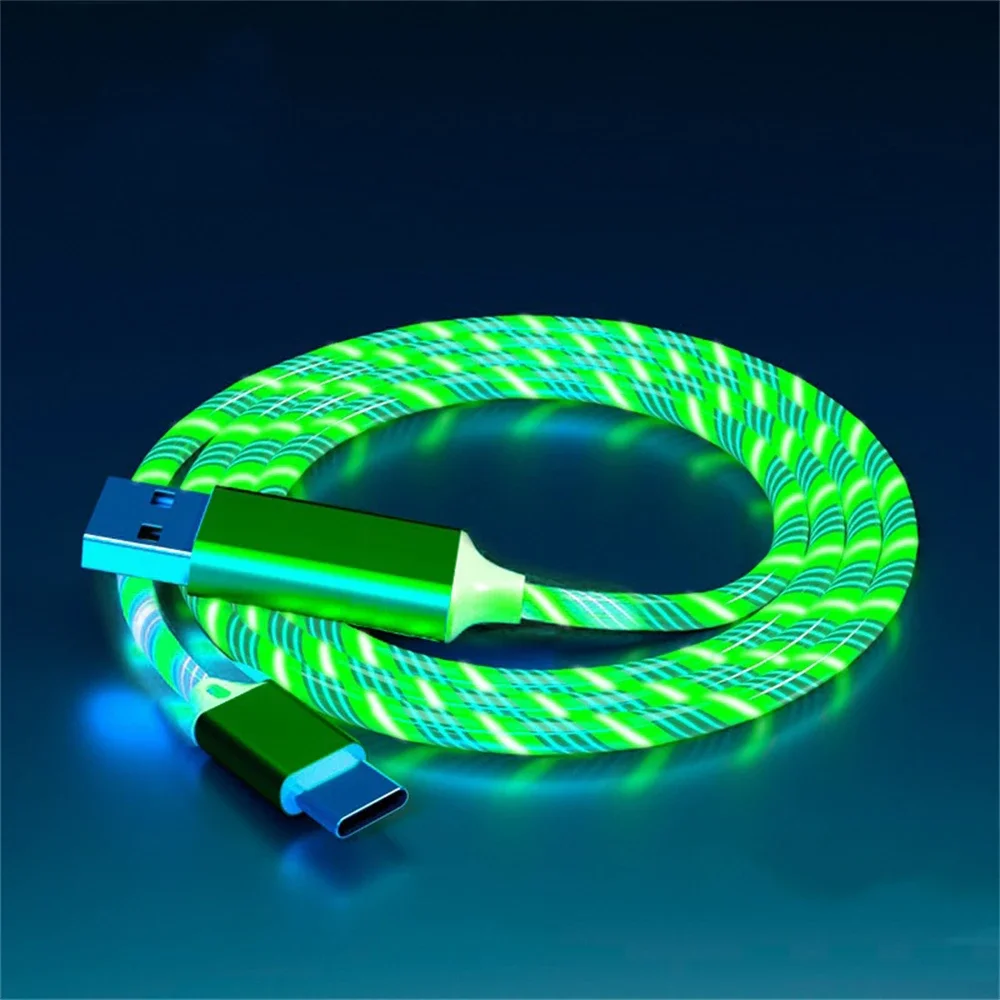 Leuchtendes LED-Licht USB 3 IN 1 Kabel Telefon Schnellladegerät Leuchtendes Typ-C-Kabel für Xiaomi iPhone Telefonzubehör