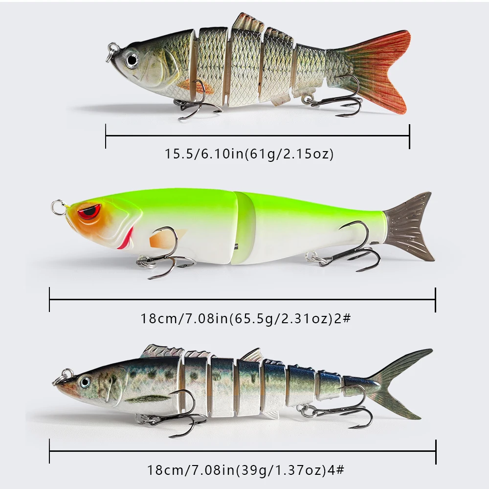 6er-Set Swimbaits Balam Glide Bait Angelköder, Gelenkiger Harter Köder, Schwimmend und Sinkend, Riesiger Glide-Köder für Barsch und Hecht – Detail 3