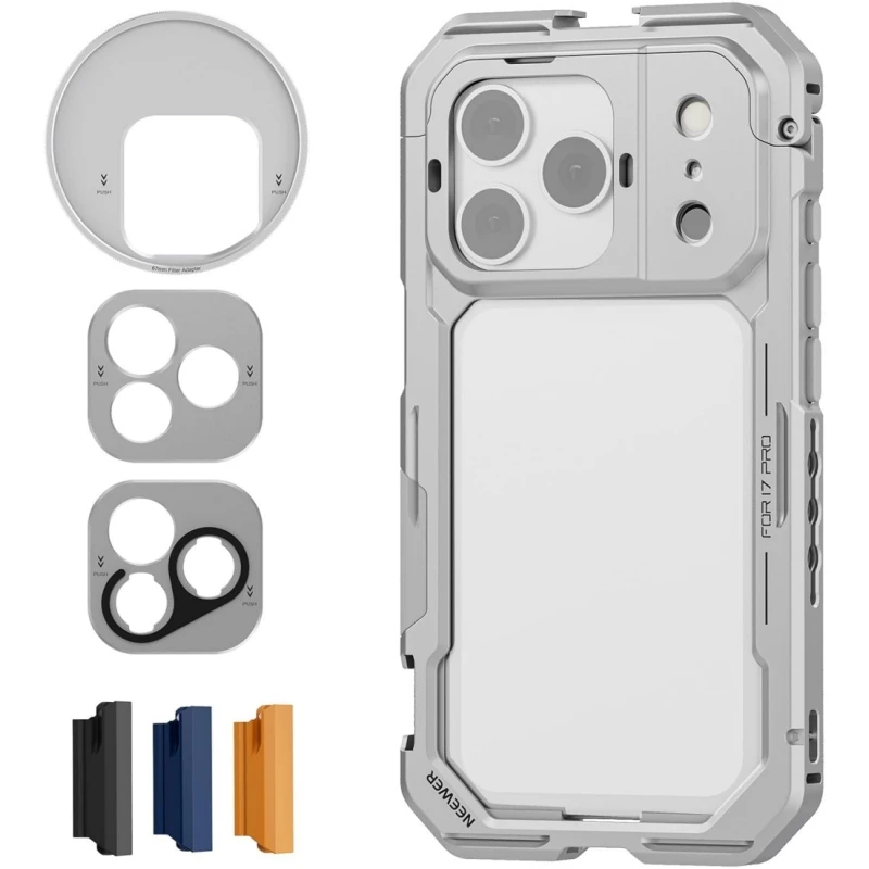 NEEWER Klatka operatorska do telefonu z szybkozłączką, stabilizator wideo, akcesoria z pierścieniem filtrującym 67 mm i płytką tylną 17 mm do iPhone'a 17 Pro — zdjęcie produktu 7