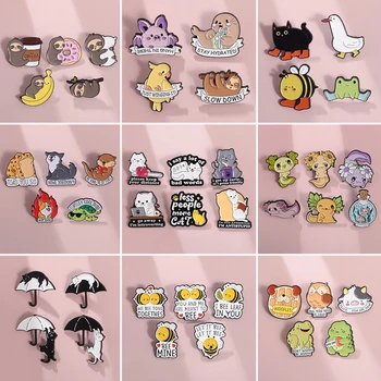 ชุดเข็มกลัดเคลือบรูปสัตว์น่ารักชุดลายกบคาพิบาร่าสุนัขนกฮูกตรานกเป็ดเสื้อผ้ามีปกเครื่องประดับเป็นของขวัญสำหรับเด็ก