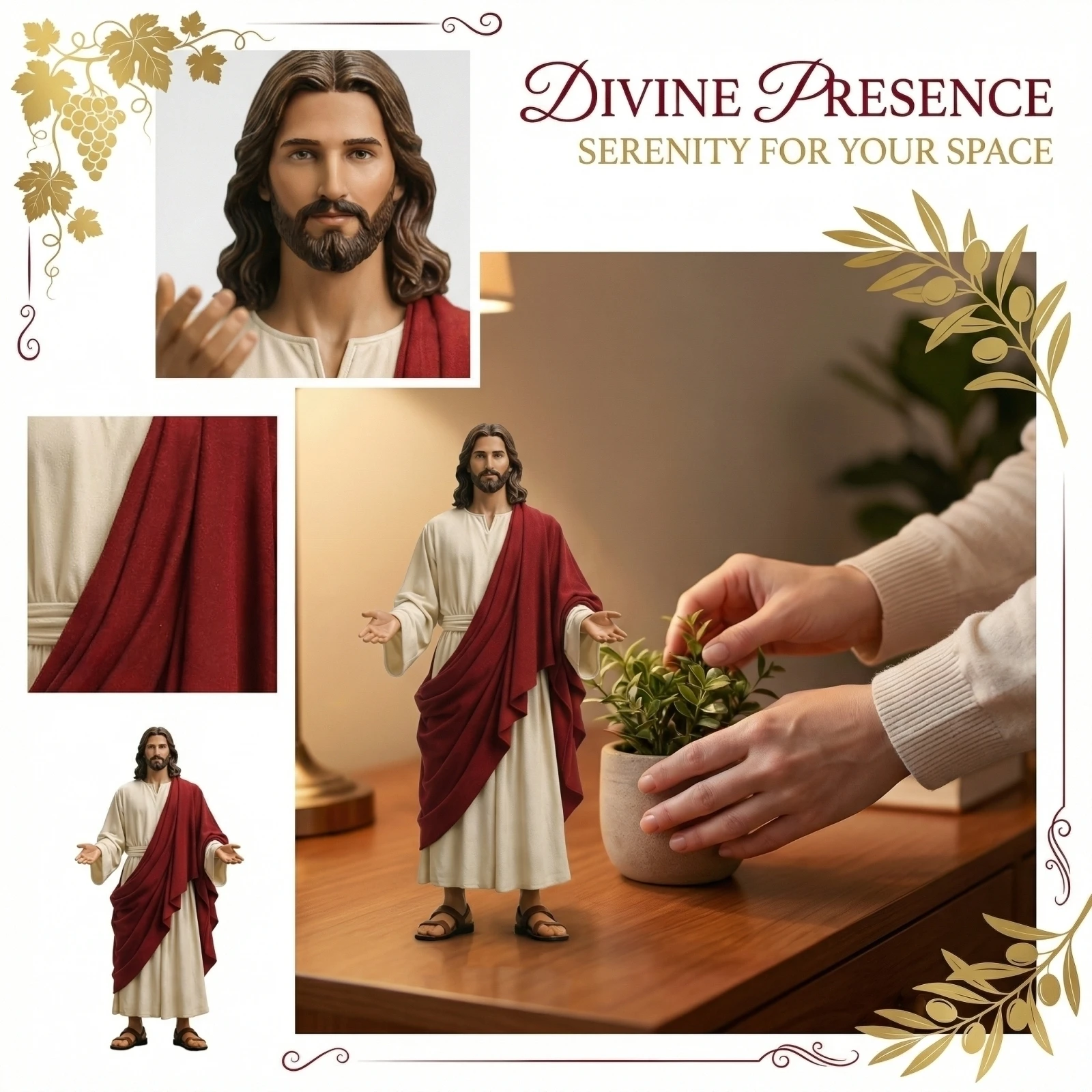 Jesus Christ Statue Religious Figurine Open Arms Resin Sculpture for Prayer Altar and Home Spiritual Decor