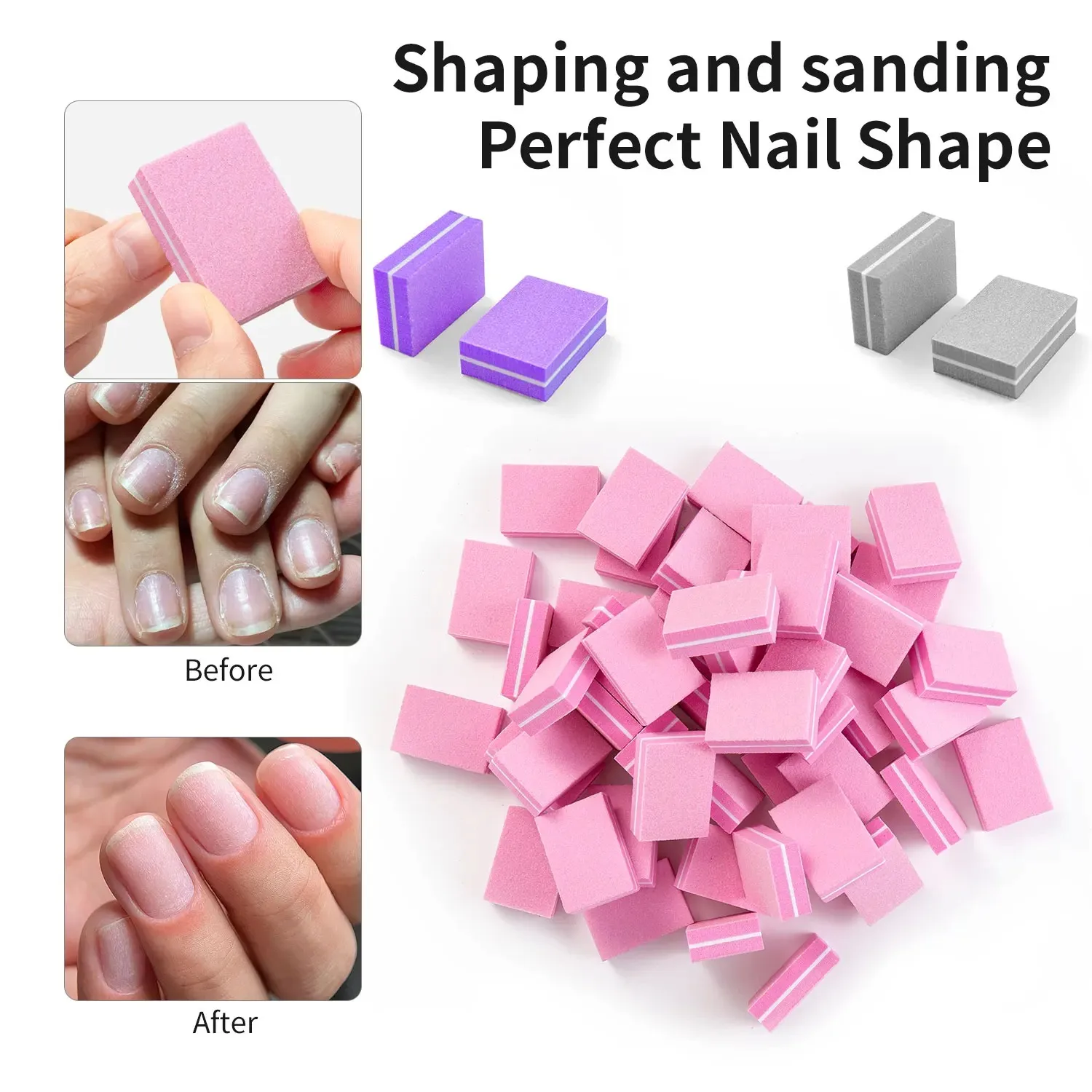 10-100 Stuks Veel Dubbelzijdig Mini Nagelvijl Blokken Kleurrijke Spons Nail Buffer Blok Nagel Polijsten manicure Gereedschap 100/180 Grit