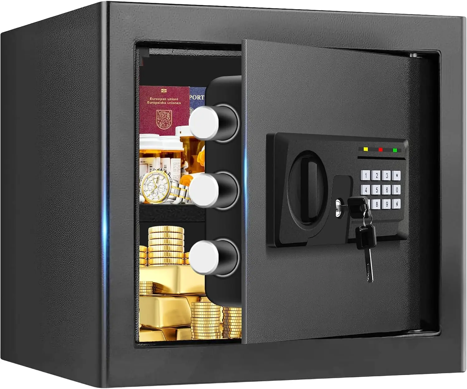 1.8 Cuft Fire proof Safes for HOME USE, Anti-Theft Digital Security Safety Box with Programmable Keypad and Spare Keys, Home Saf