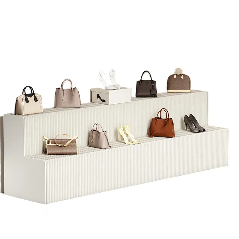 Rack stepped display table bag shelf folding table double floor middle island display cabinet