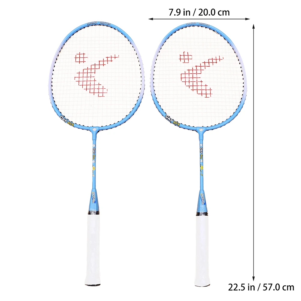 1 زوج مضرب كرة الريشة سبائك الألومنيوم الكرتون تصميم الرياضة في الهواء الطلق مضرب مجموعة معدات التدريب عشوائي الأزرق أو الوردي