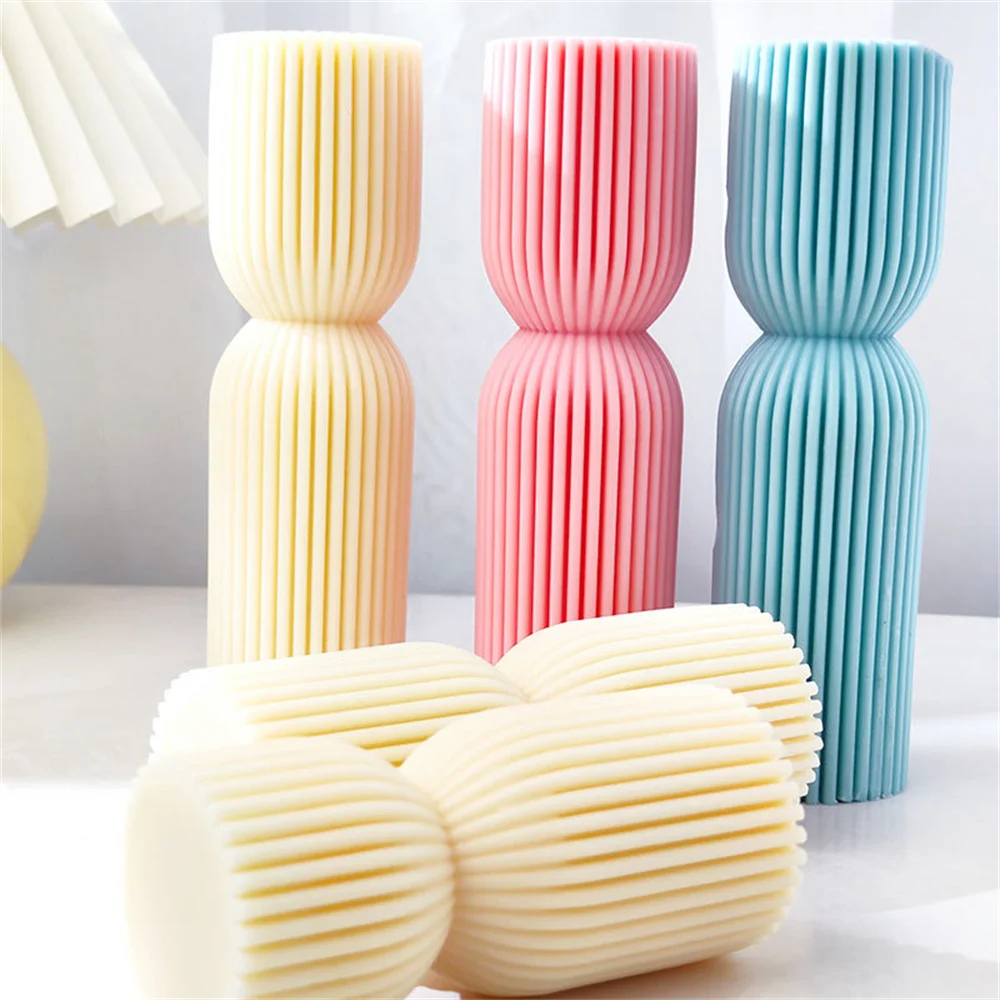 

Aesthetic Striped Pillar Silicone Candle Mold DIY Geometry Round Vertical Stripes Candle Making Soap Resin Mold Craft Home Decor