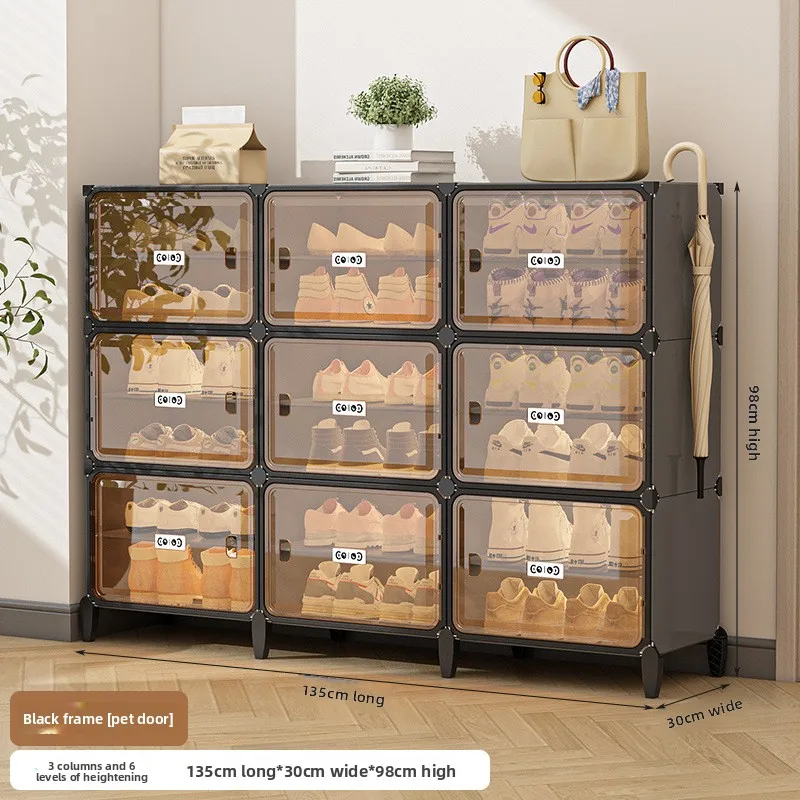 

Multi-functional Simple Shoe Rack Plastic Household Indoor Door, Dustproof Storage At The Entrance, Transparent Shoe Cabinet