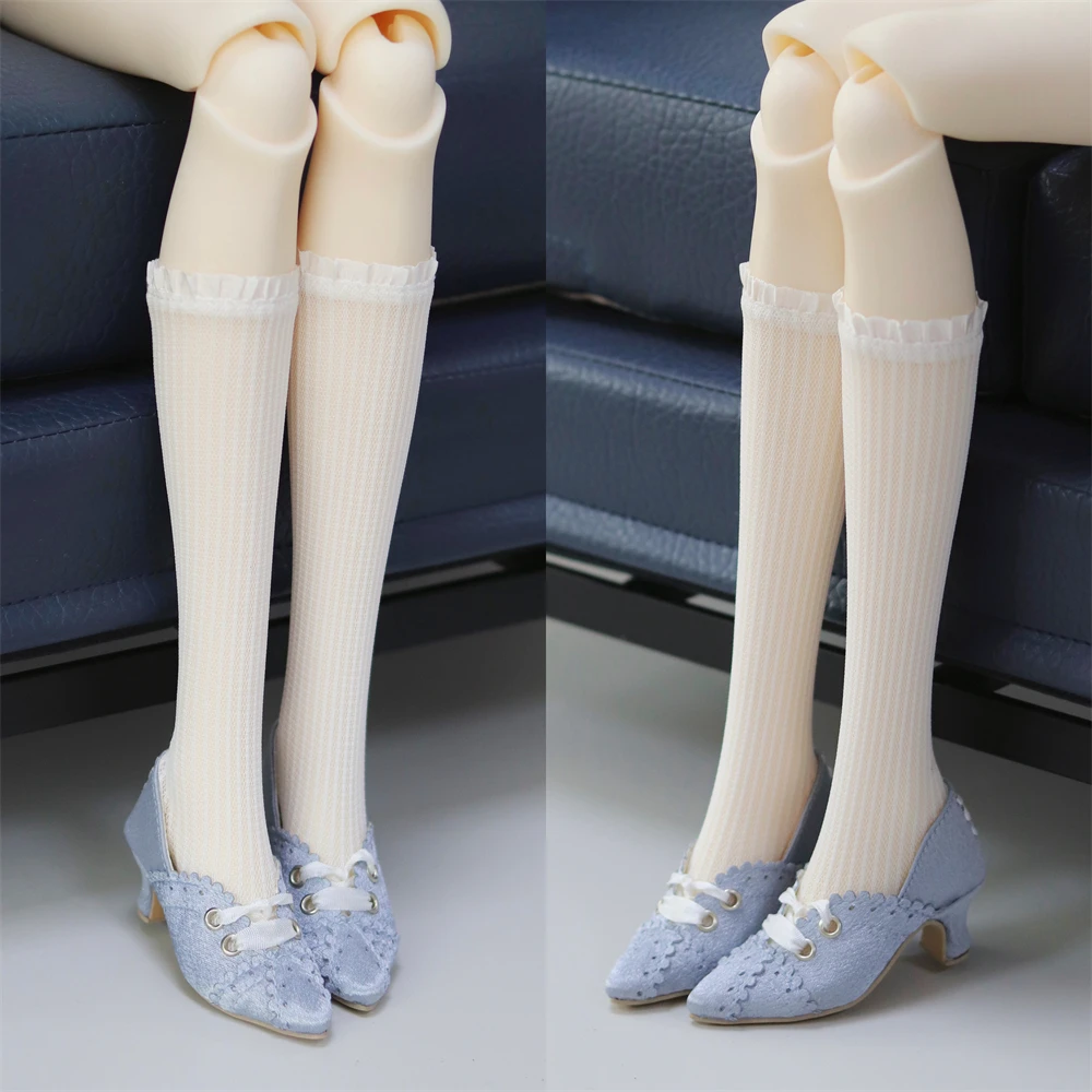 뾰족코 부드러운 실크 스테인 레이스업 댄스 블랙 핑크 로우힐 장난감 1/3 스팟 인벤토리 소녀 선물 우아한 BJD 인형 액세서리