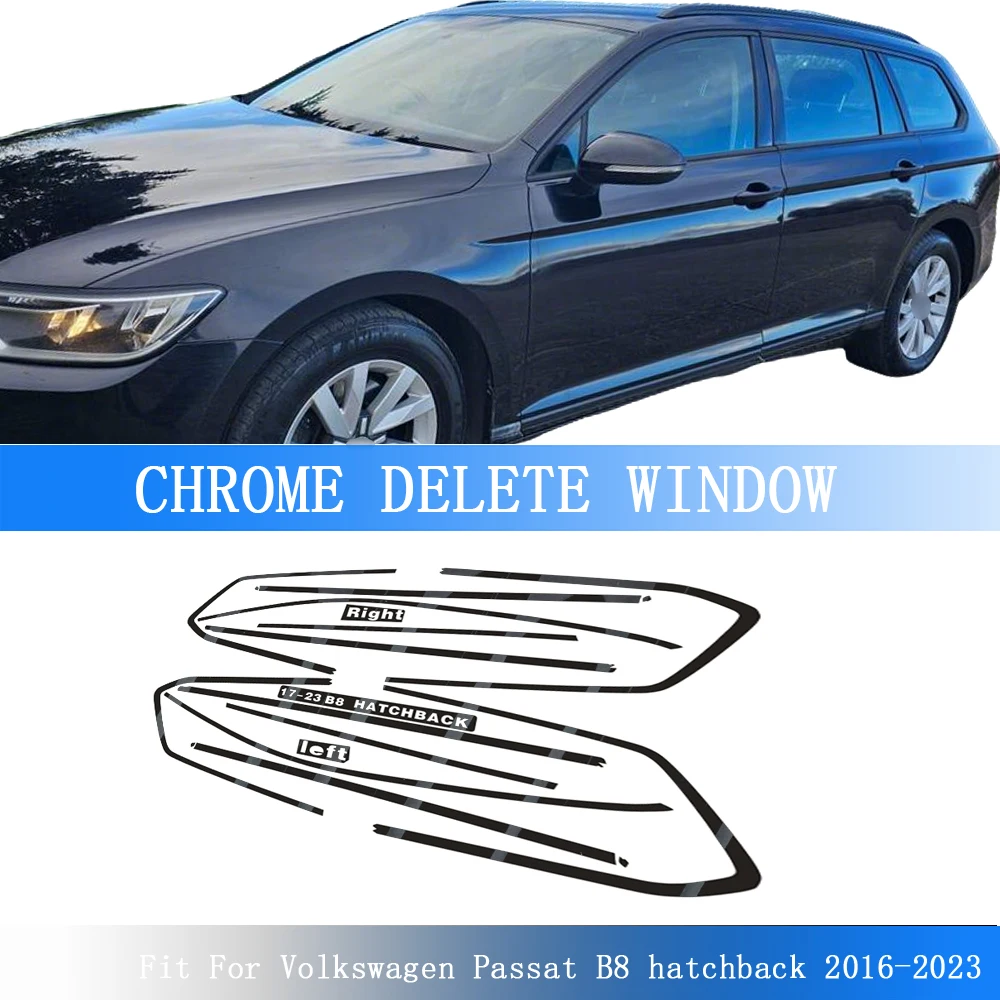 Glossy Black PVC Car Window Decorative Strip Sticker For Volkswagen Passat B8 hatchback 2016-2023 Exterior Protection Accessory