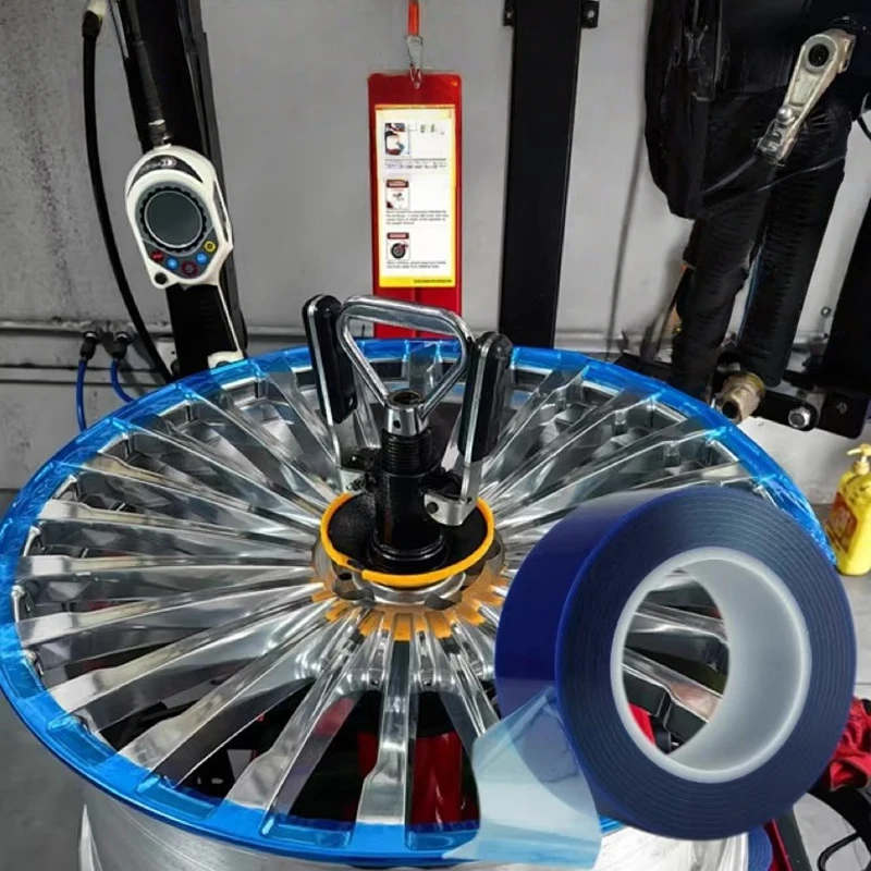 200m Blue PE Static Wheel Rim Protector Film Scratch-Resistant Protection For Cars, Furniture, Appliances, Tables , Electronics