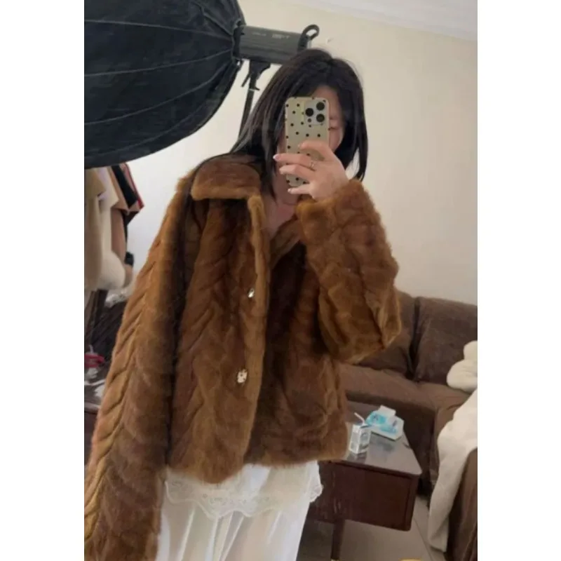 Cappotto in pelliccia di visone imitazione, giacche lunghe in pelle PU, soprabito nero, moda di strada, casual caldo, imitazione, autunno, inverno