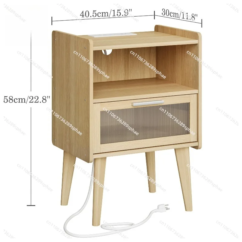 Bedroom bedside table with charging head Open storage Living room tall panel furniture