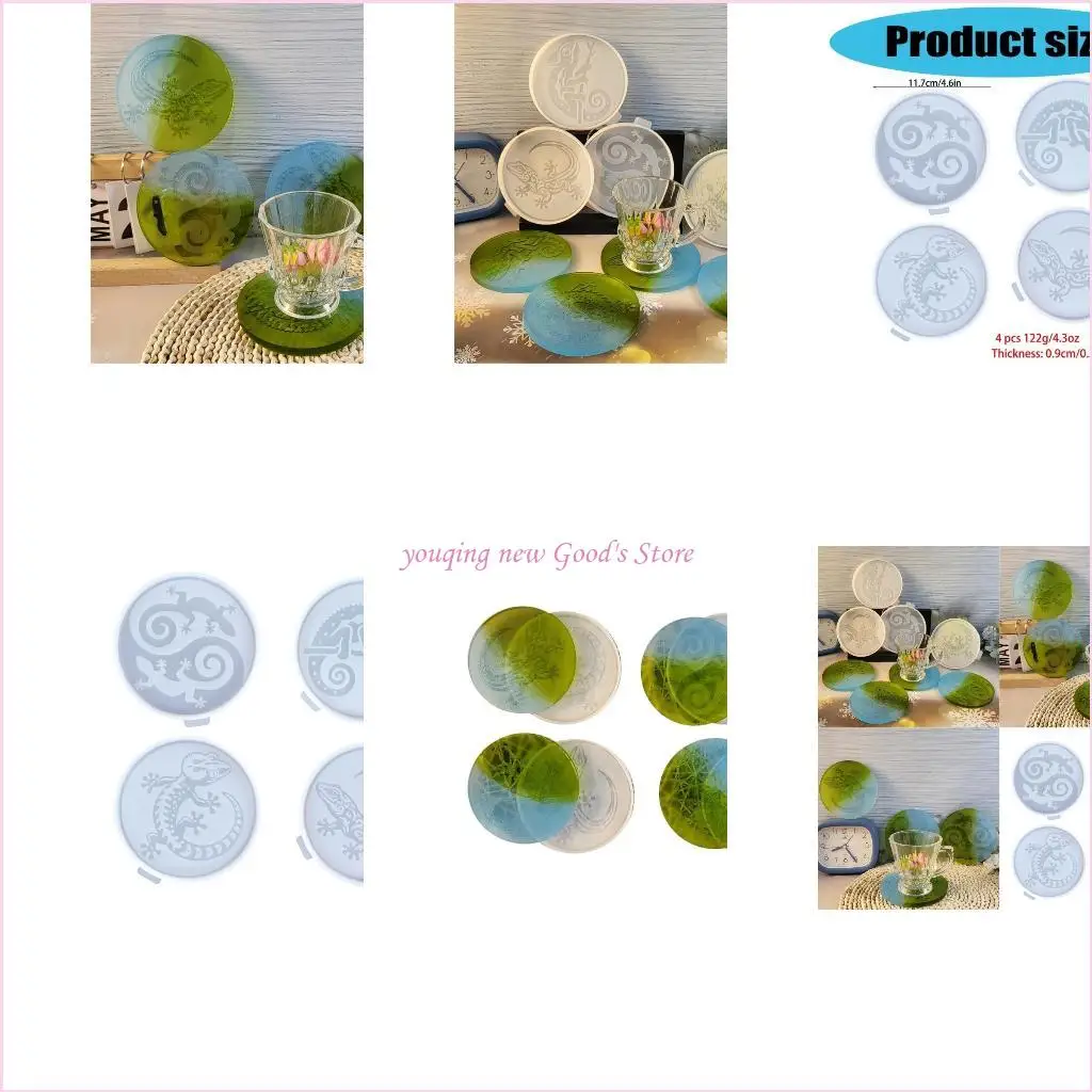 

57QA 4 Pack Crafting Molds Silicone Cup Mats Moulds for Making Cup Mats
