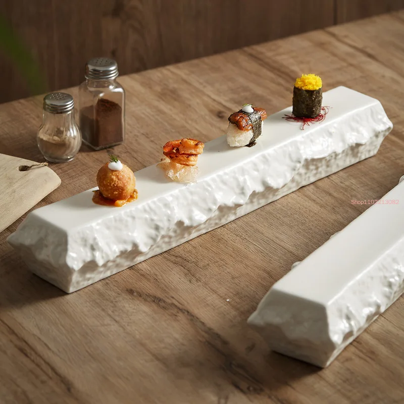 

Ceramic Insulation Plate Hotel Restaurant Tableware Sashimi Decoration Sushi Flat Tray Rectangular