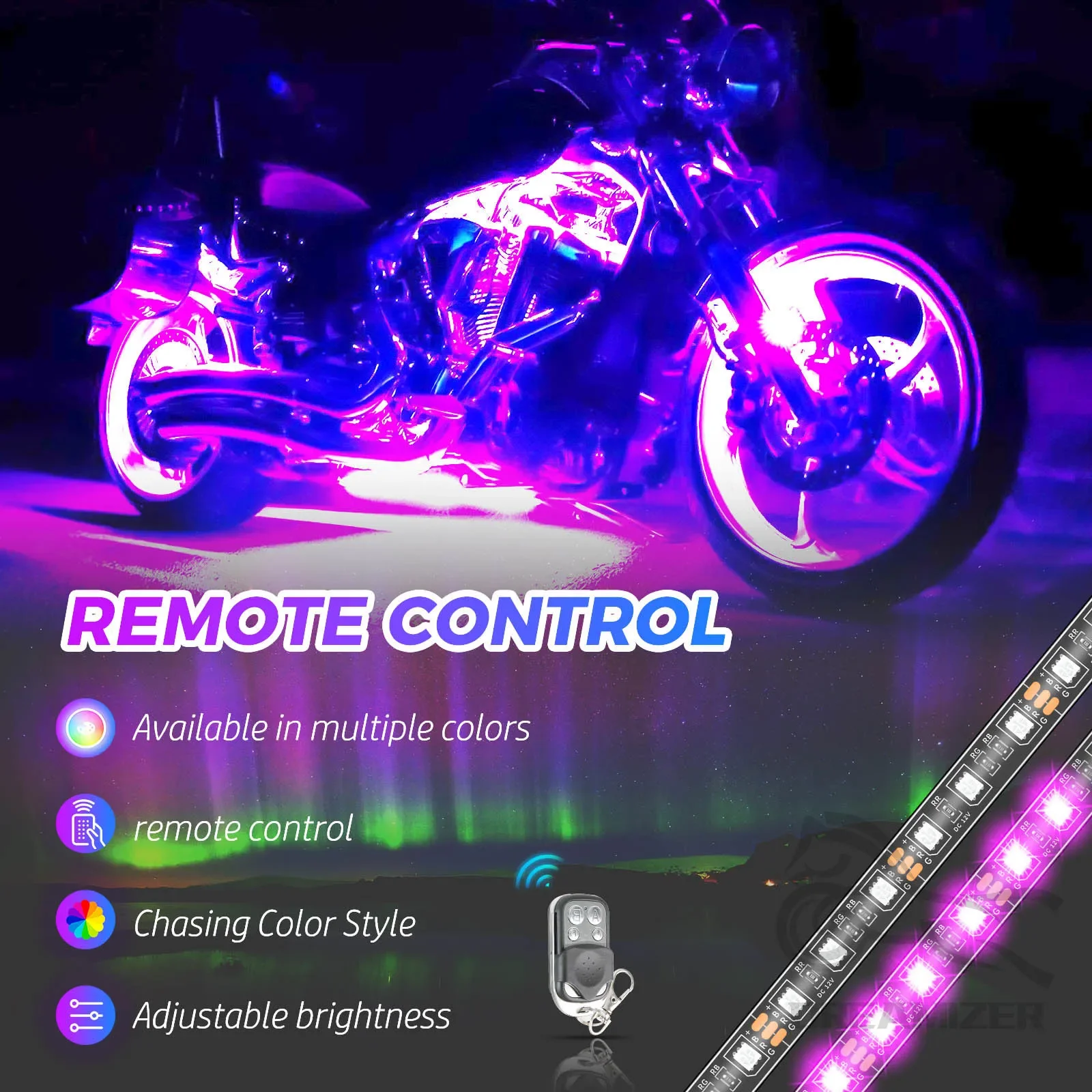 12Pcs LED Strip Underbody Light For Car Motorcycle Decorative Ambient Lamp Waterproof RGB Auto Atmosphere Light Remote Control