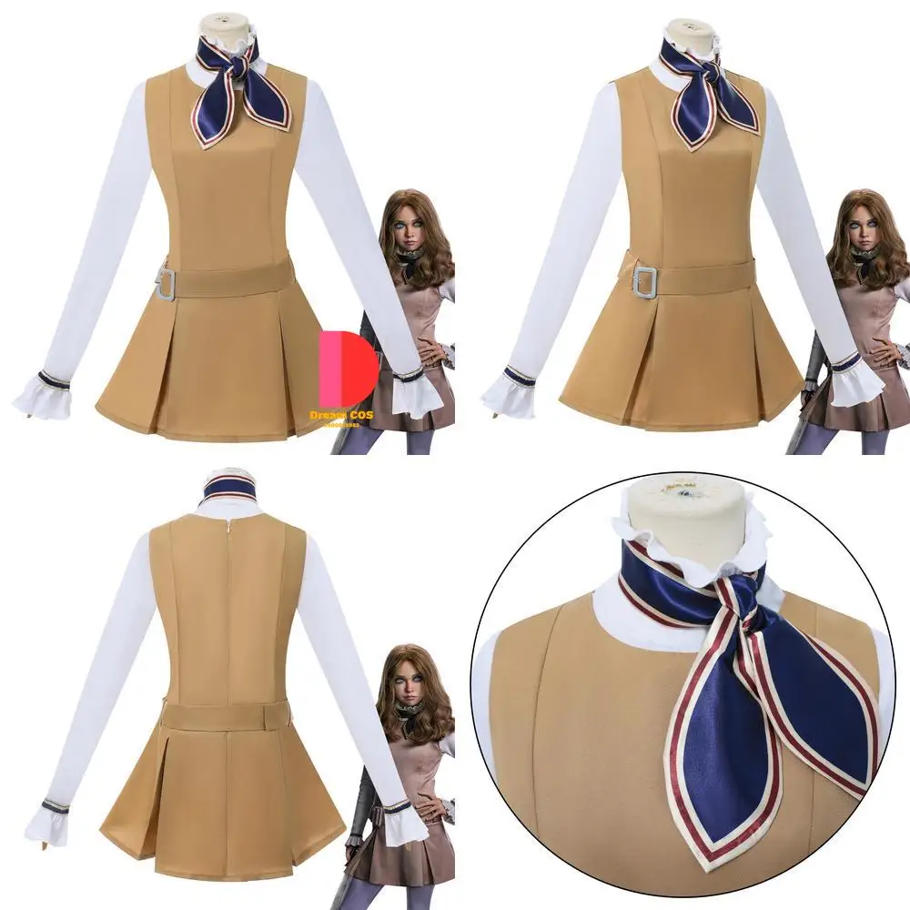 زي تنكري لشخصية الفيلم التلفزيوني الشهير أنيمي ميغان كاكي فستان موحد كلاسيكي لعب الأدوار للبالغين والأطفال شعر مستعار للنساء