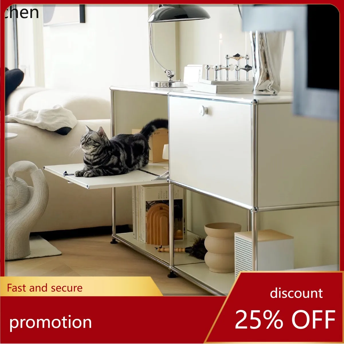 

YFY Bedside TV Cabinet Module Combination Iron Sheet Bucket Stainless Steel Sideboard