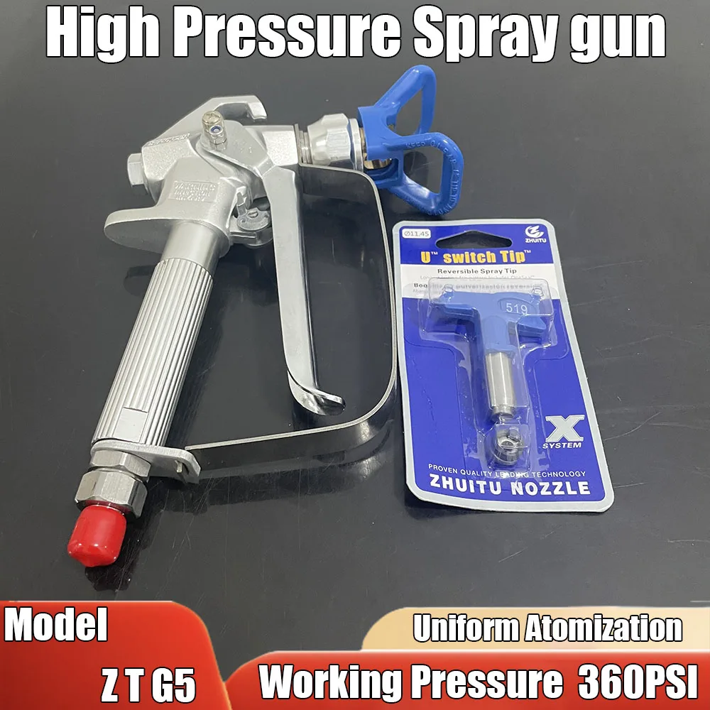 

ZTG5 New High-Pressure Spray Gun, Equipped With 517 Nozzle, Working Pressure 3600PSI 1/4BSP, Suitable For Spraying Machines