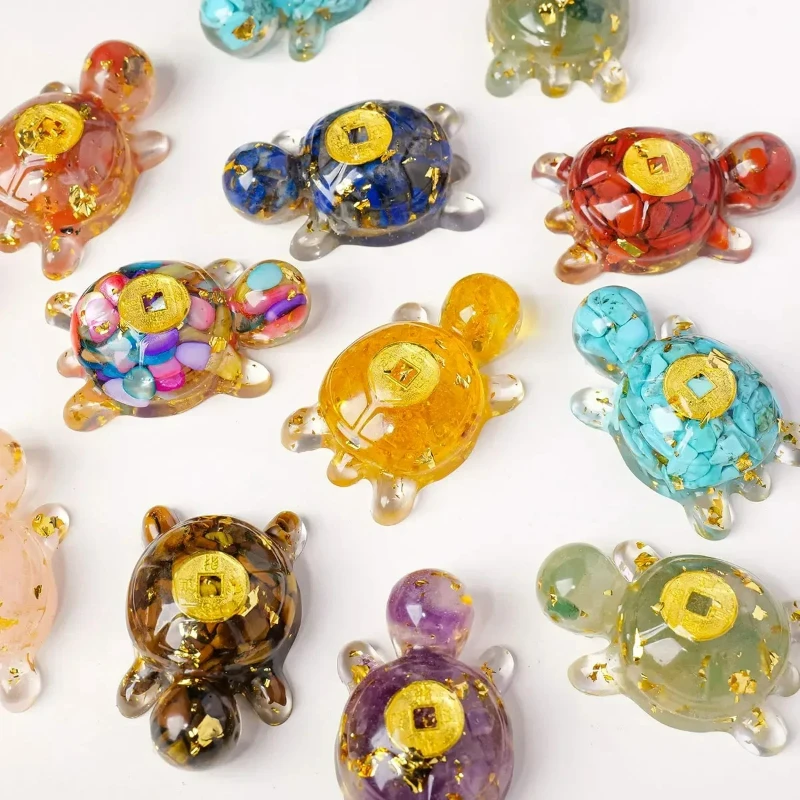 

1PCS Natural Crystal Colorful Cute Tortoise Statue Coin Figurine Household Car Office Ornaments Decoration Desk Accessories New