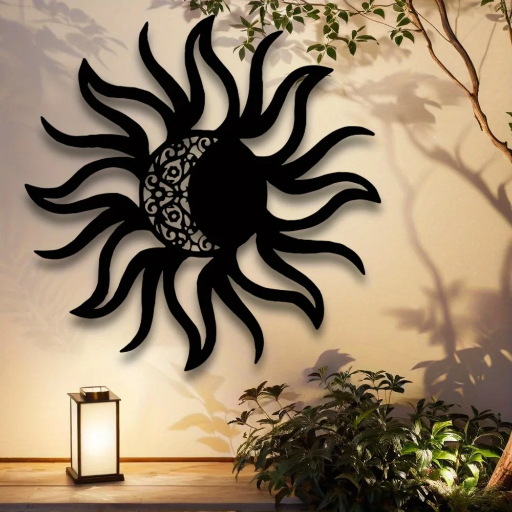 CIFBUY Iron Wall Art Sun Moon Metal Decor Rustproof Waterproof For Indoor Outdoor Living Room Patio Garden Home Decoration