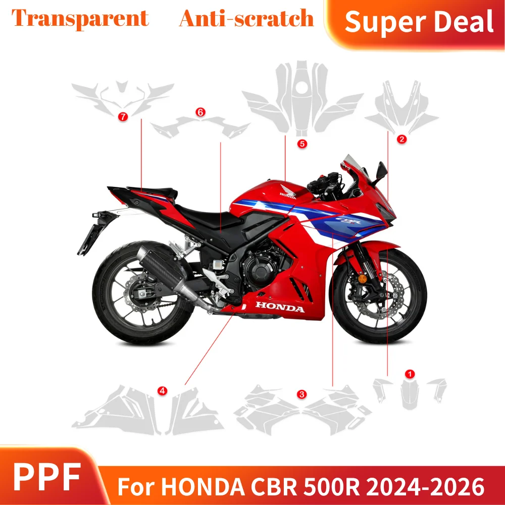 For HONDA CBR 500R 2026 PPF Motorcycle TPU Paint Protection Fairing Protection Clear Anti-scratch Film Fit CBR 500R 2024-2026