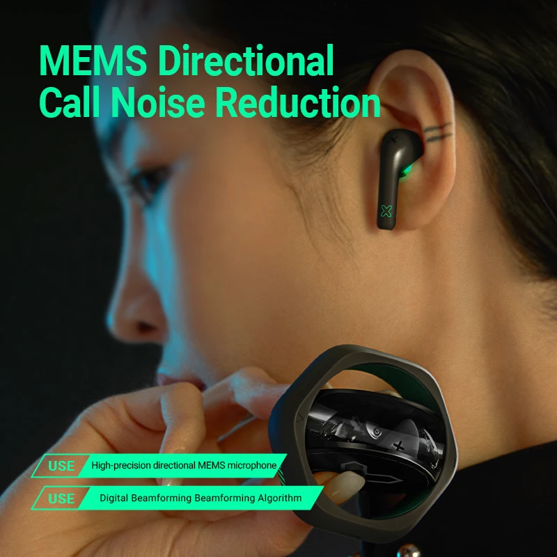 Game Earphone TWS Earbuds Active Noise Control Qi Wireless Charging HIFI Stereo Headphones Waterproof Low Latency Bluetooth5.2