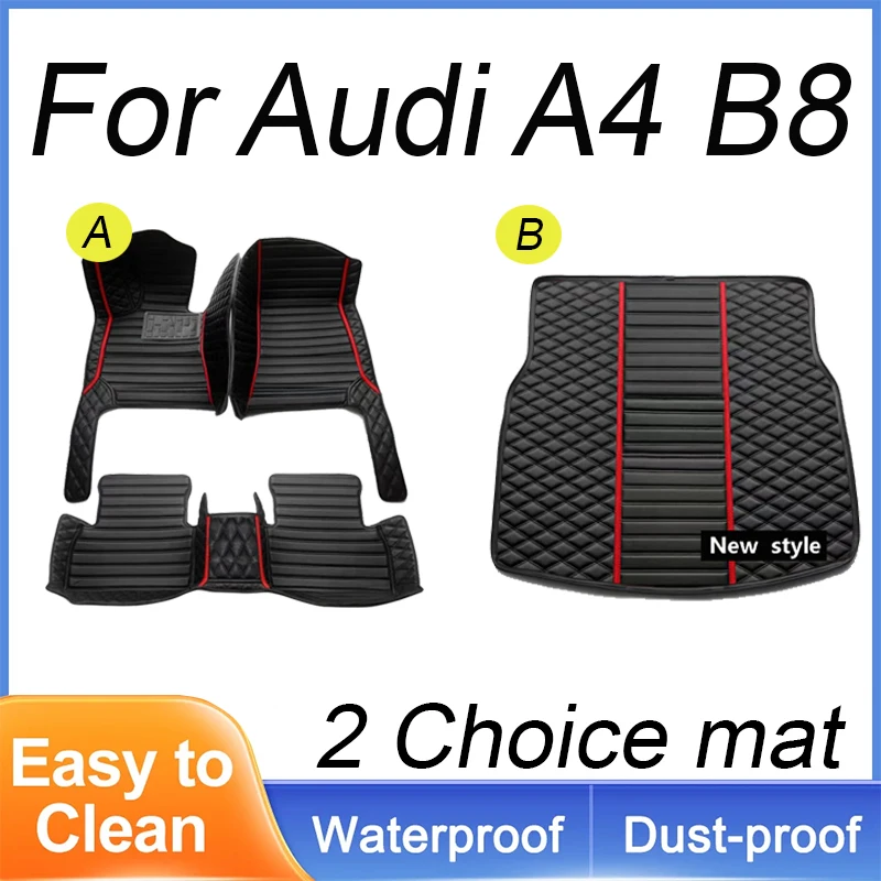 

Custom Automotive Car Floor Mats For Audi A4 B8 2010 2011 2012 2013 2014 Auto Luxury Leather Men Women Car Mats Full Coverage