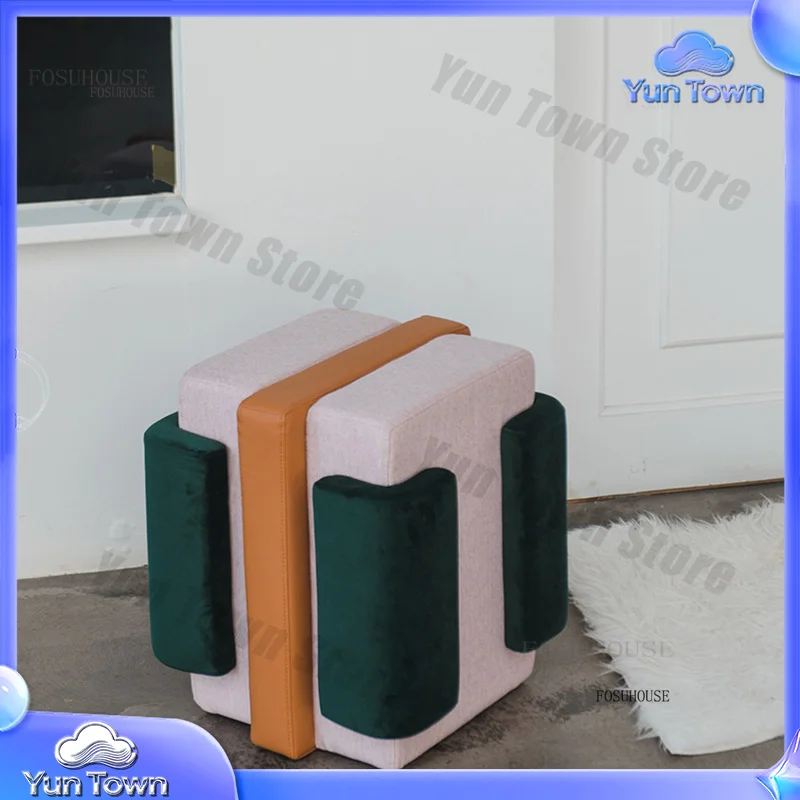 Low Ottoman Footstool for Small Apartment Home Furniture Living Room Hallway Porch Dormitory Solid Wood Shoe Stool Sofa