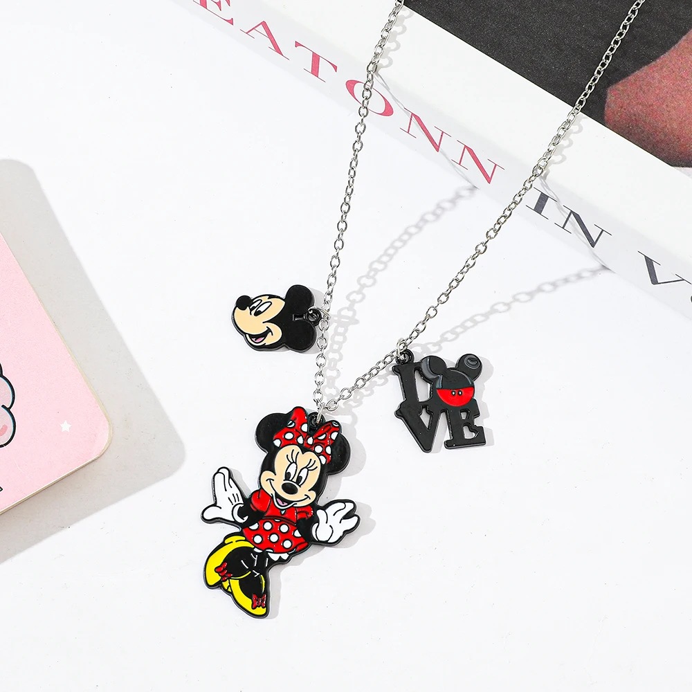 Disney Cartoon Pendant Necklace for Girls, Mickey Mouse, Minnie, Neck Chain, Cute Jewelry, Friends Gift, Fashion