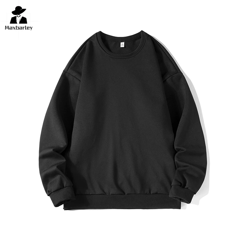 

Men's Sweatshirt Autumn Winter 2025 Casual Basic Fleece Crewneck Hoodie Street Unisex Solid Color Loose Soft Oversized Pullover