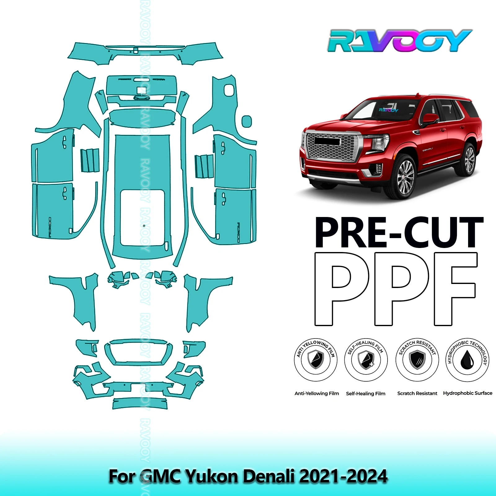 

Car Precut PPF Paint Protection Film Full Vehicle For GMC Yukon Denali 2021-2024