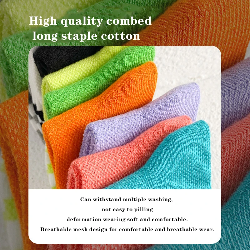 3 pairs/Lot Student Sport socks Summer striped mesh breathable mid-tube socks Soft Solid Color Cotton children socks