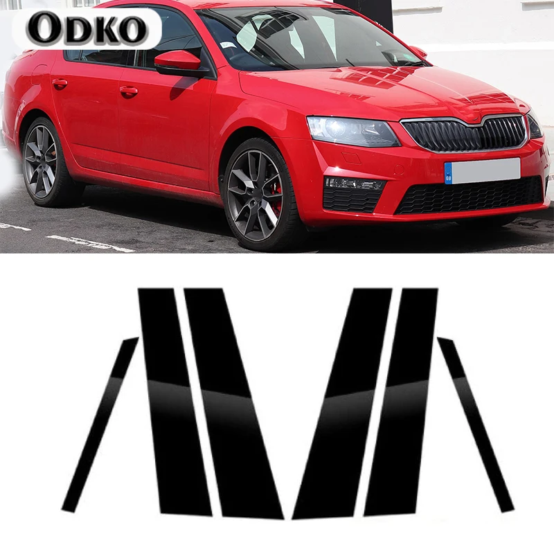 Car Pillar Posts Door Window Trim Cover Stickers Decal Decoration  for Skoda Octavia Mk3 (5E) 2014 2015 2016 2017 2018 2019