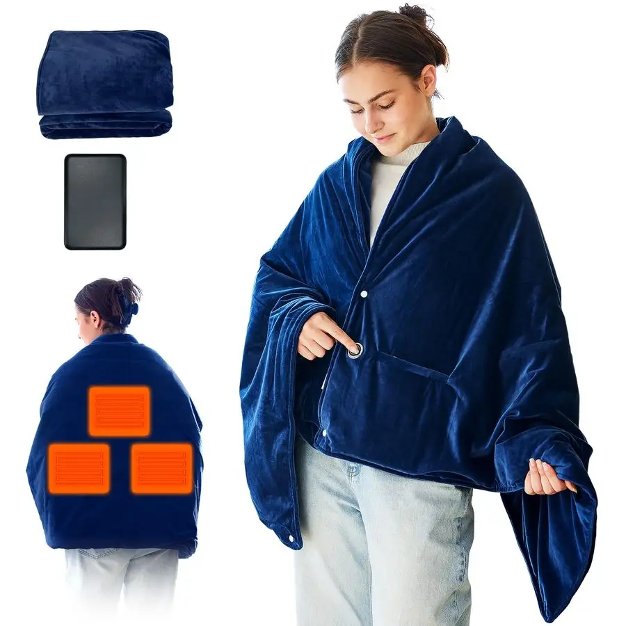 

USB Heated Blanket,Cordless Electric Blanket with 10000mAH Battery,61 x 34 Heated Throw Blanket with 3 FastHeating Levels,Machin