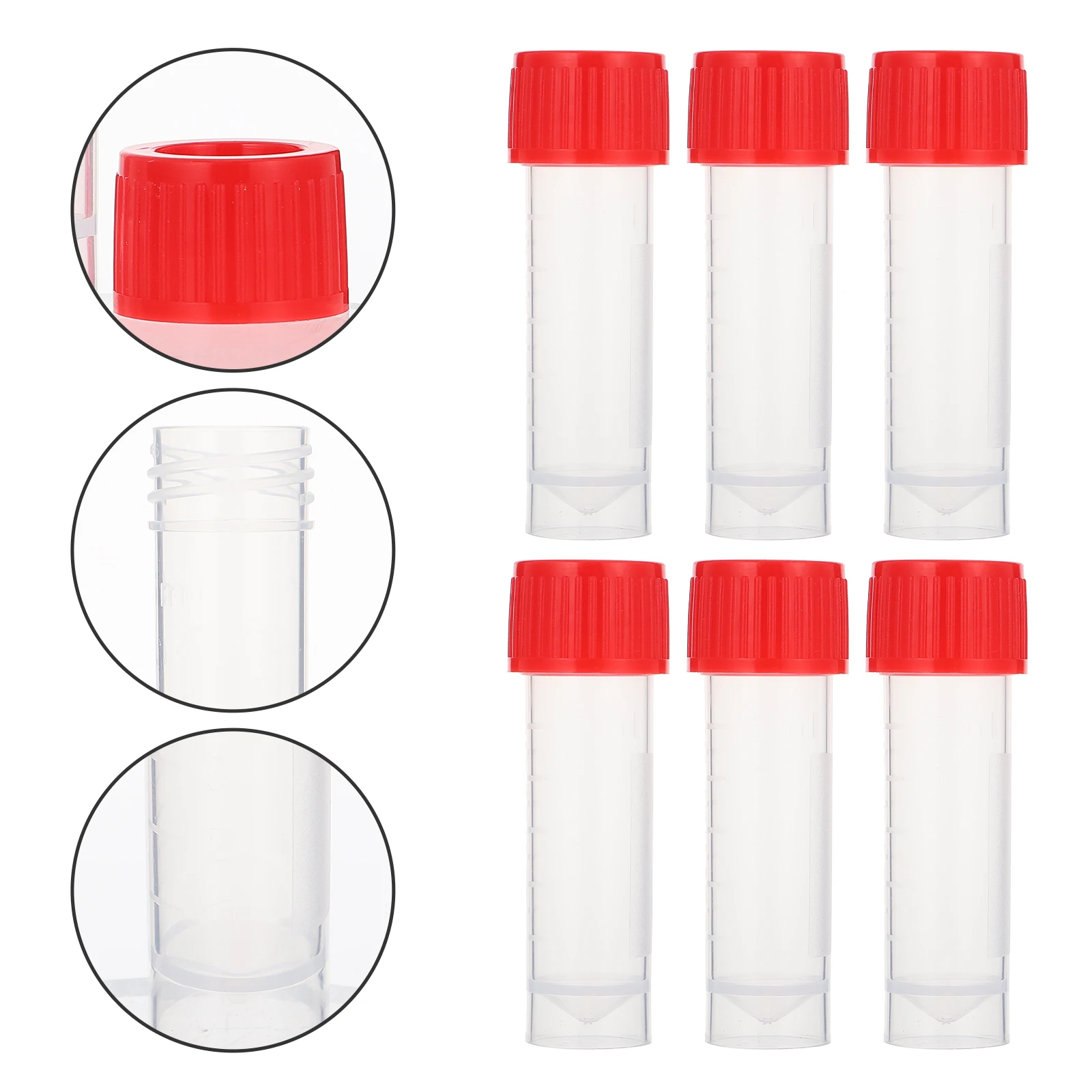 20Pcs Sampling Tubes Safe Durable Disposable Transparent Hospital Test Tubes Leakproof Specimen Container