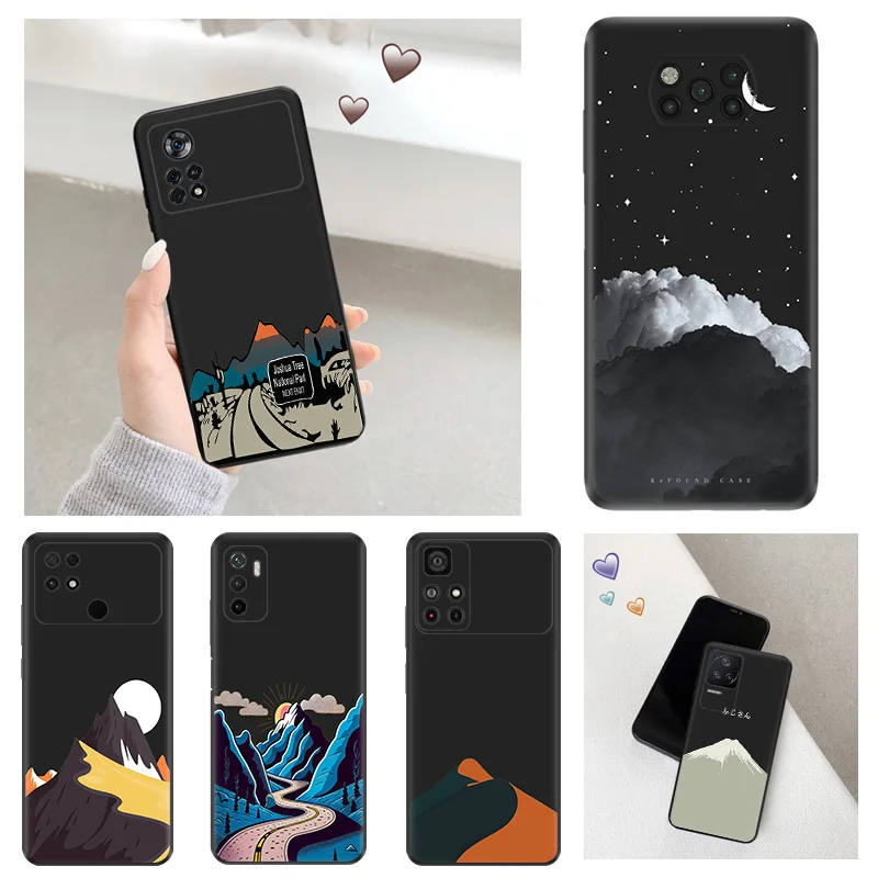 Anti-Drop Soft Phone Case For Xiaomi Poco x5 5G x4 x3 pro f1 f3 gt f4 f5 m5 m4 m3 c40 c50 c51 Snow Mountain Volcano dune Cover